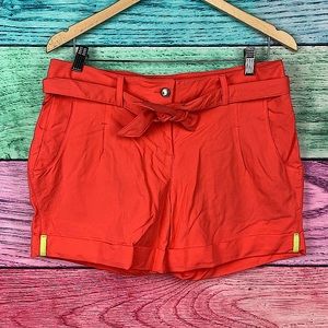 SALOMON peach coral nylon button up shorts with tie up waist band Like New